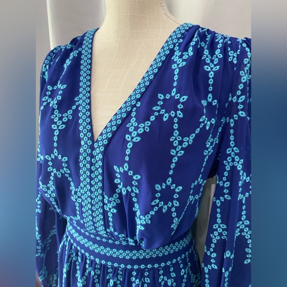 NWT SHOSHANNA CALAH MIDI DRESS ANTHROPOLOGIE SIZE 8 BLUE EMBROIDERED AQUA - Picture 6 of 12